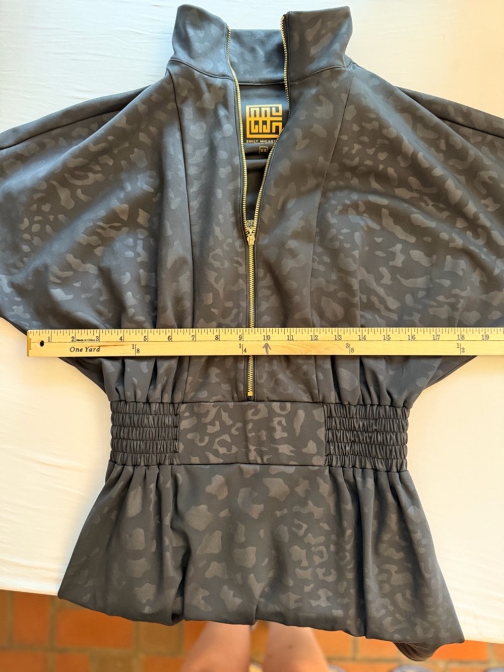 EMILY MCCARTHY Black Leopard Cheetah Animal Print Mini Dress XS Gold Detail EUC - Picture 7 of 8